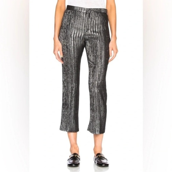 NWOT Isabel Marant Dansley Party Time Trousers Pants Metallic Silver Designer 12 - Picture 1 of 12